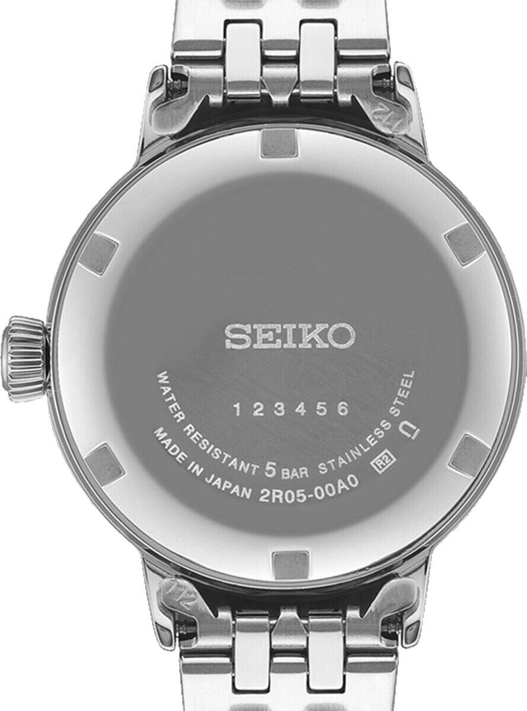Seiko Presage Cocktail Time Automatic Skydiving Diamonds Blue Dial Silver Steel Strap Watch for Women - SRE007J1