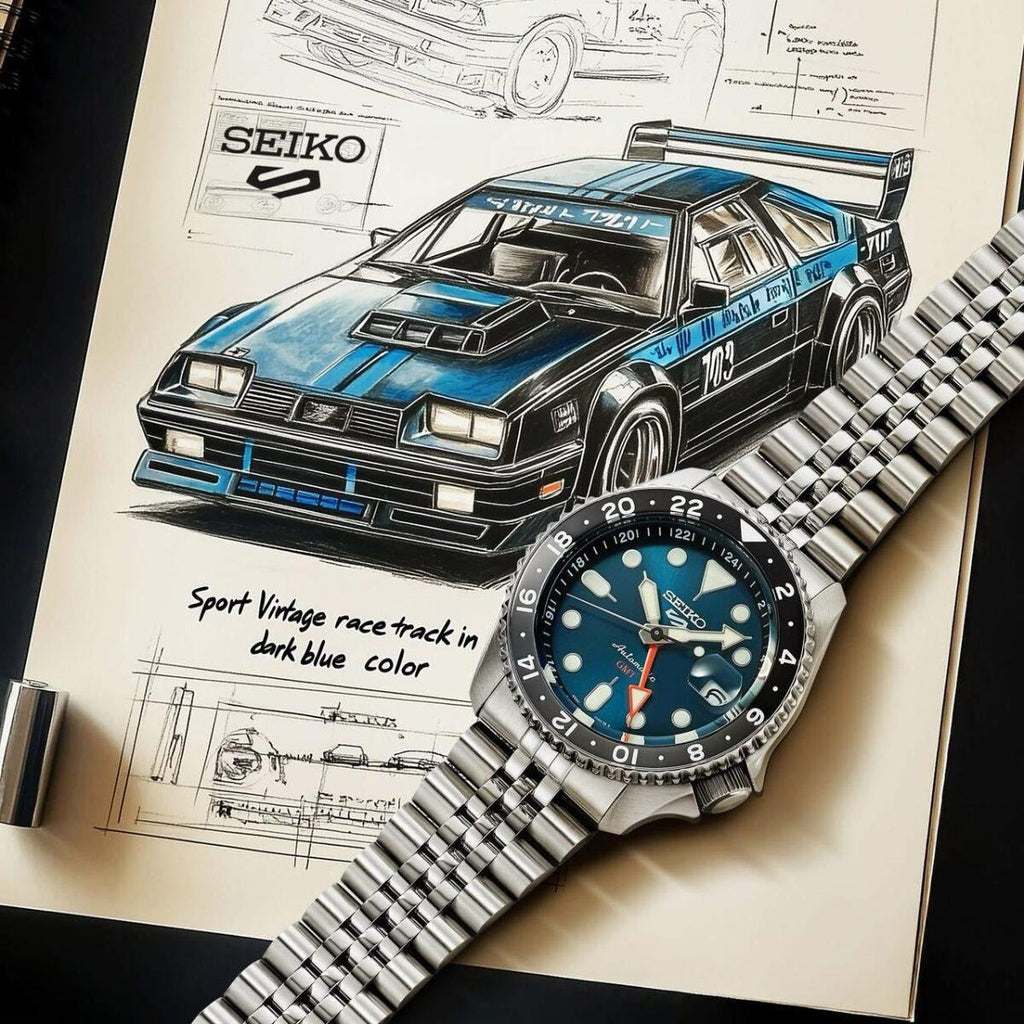 Seiko 5 Sports SKX Racers Heritage Velocity Blue Dial Silver Steel Strap Watch for Men - SSK045K1