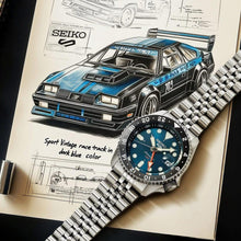 Load image into Gallery viewer, Seiko 5 Sports SKX Racers Heritage Velocity Blue Dial Silver Steel Strap Watch for Men - SSK045K1