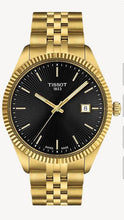 Load image into Gallery viewer, Tissot Ballade Quartz Black Dial Gold Steel Strap Watch for Men - T156.410.33.051.00
