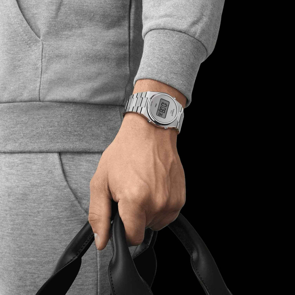 Tissot Digital Quartz Silver Dial Silver Steel Strap Watch for Men - T137.463.11.030.00