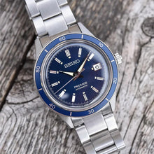 Load image into Gallery viewer, Seiko Presage Style60's Automatic Blue Dial Silver Steel Strap Watch for Men - SRPG05J1