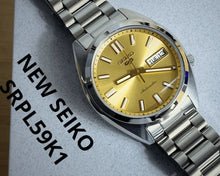 Load image into Gallery viewer, Seiko 5 Sports SNXS Automatic Gold Dial Silver Steel Strap Watch for Men - SRPL59K1