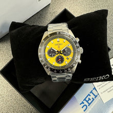 Load image into Gallery viewer, Seiko Prospex Speedtimer Solar Chronograph Yellow Dial Silver Steel Strap Watch for Men - SSC929