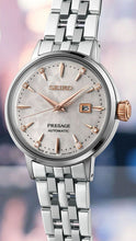 Load image into Gallery viewer, Seiko Presage Cocktail Time Skydiving Automatic Diamonds Mother of Pearl Dial Silver Steel Strap Watch for Women - SRE009J1