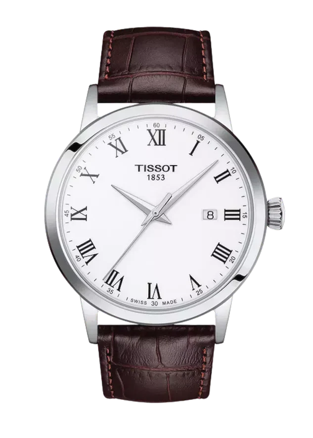 Tissot T Classic Dream Quartz White Dial Brown Leather Strap Watch for Men - T129.410.16.013.00