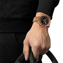 Load image into Gallery viewer, Tissot PRS 516 Chronograph Black Dial Rose Gold Steel Strap Watch for Men - T149.417.33.051.00