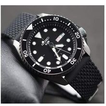 Load image into Gallery viewer, Seiko 5 Sports SKX Series Automatic Black Dial Black Silicone Strap Watch for Men - SRPD65K2