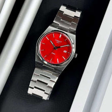 Load image into Gallery viewer, Tissot PRX Quartz Red Dial Silver Steel Strap Watch for Men - T137.410.11.421.00