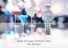 Load image into Gallery viewer, Seiko Presage Cocktail Time Automatic Skydiving Diamonds Blue Dial Silver Steel Strap Watch for Women - SRE007J1
