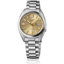 Load image into Gallery viewer, Seiko 5 Sports SNXS Automatic Gold Dial Silver Steel Strap Watch for Men - SRPL59K1