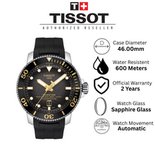 Load image into Gallery viewer, Tissot Seastar 2000 Professional Powermatic 80 Black Dial Black Rubber Strap Watch for Men - T120.607.17.441.01