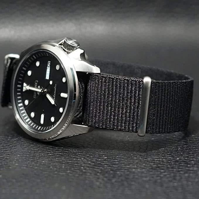 Seiko 5 Sports Automatic Black Dial Black Nylon Strap Watch for Men - SRPE67K1