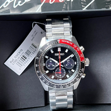 Load image into Gallery viewer, Seiko Prospex Speedtimer Solar Chronograph Black Dial Silver Steel Strap Watch for Men - SSC915