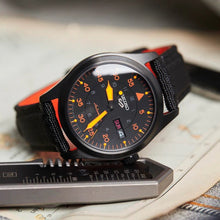 Load image into Gallery viewer, Seiko 5 Sports Flieger Pilot Automatic Black Dial Black Nylon Strap Watch for Men - SRPH33K1