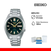 Load image into Gallery viewer, Seiko 5 Sports Automatic Green Dial Silver Steel Strap Watch for Men - SRPL57K1
