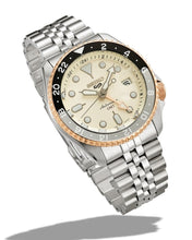 Load image into Gallery viewer, Seiko 5 GMT Sport Asia Exclusive Limited Edition Off White Dial Silver Steel Strap Watch for Men - SSK046K1