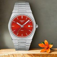 Load image into Gallery viewer, Tissot PRX Quartz Red Dial Silver Steel Strap Watch for Men - T137.410.11.421.00