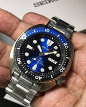 Load image into Gallery viewer, Seiko Prospex Deep Blue Batman Turtle Diver's Automatic Blue Dial Silver Steel Strap Watch for Men - SRPC25J1