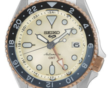 Load image into Gallery viewer, Seiko 5 GMT Sport Asia Exclusive Limited Edition Off White Dial Silver Steel Strap Watch for Men - SSK046K1