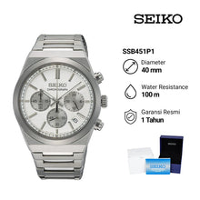 Load image into Gallery viewer, Seiko Conceptual Chronograph White Dial Silver Steel Strap Watch for Men - SSB451P1