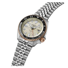 Load image into Gallery viewer, Seiko 5 GMT Sport Asia Exclusive Limited Edition Off White Dial Silver Steel Strap Watch for Men - SSK046K1