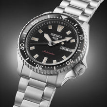 Load image into Gallery viewer, Seiko 5 Sports SKX Automatic Black Dial Silver Steel Strap Watch for Men - SRPL85K1