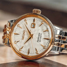 Load image into Gallery viewer, Seiko Presage Cocktail Time Automatic Diamonds White Dial Two Tone Steel Strap Watch for Women - SRE010J1