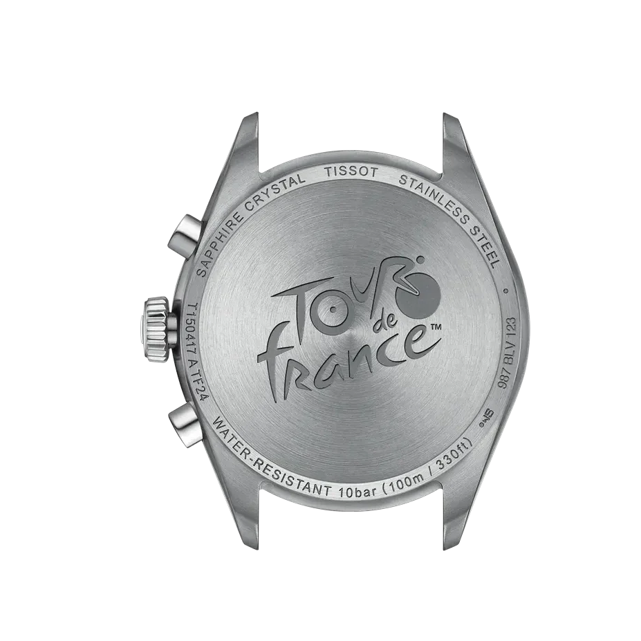 Tissot PR 100 Tour De France Chronograph Black Dial Silver Steel Strap Watch for Men - T150.417.11.051.00