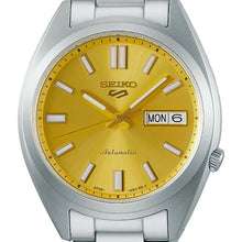 Load image into Gallery viewer, Seiko 5 Sports SNXS Automatic Gold Dial Silver Steel Strap Watch for Men - SRPL59K1