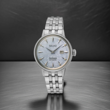Load image into Gallery viewer, Seiko Presage Cocktail Time Automatic Skydiving Diamonds Blue Dial Silver Steel Strap Watch for Women - SRE007J1