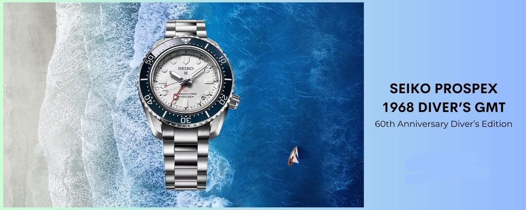 Seiko Prospex 1968 Heritage Diver's GMT 60th Anniversary White Dial Silver Steel Strap Watch for Men - SPB519J1