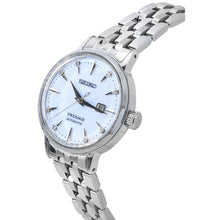 Load image into Gallery viewer, Seiko Presage Cocktail Time Automatic Skydiving Diamonds Blue Dial Silver Steel Strap Watch for Women - SRE007J1