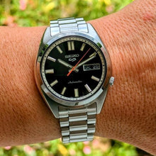 Load image into Gallery viewer, Seiko 5 Sports SNXS Series Automatic Black Dial Silver Steel Strap Watch for Men - SRPK89K1