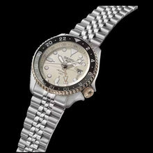Load image into Gallery viewer, Seiko 5 GMT Sport Asia Exclusive Limited Edition Off White Dial Silver Steel Strap Watch for Men - SSK046K1