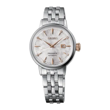 Load image into Gallery viewer, Seiko Presage Cocktail Time Skydiving Automatic Diamonds Mother of Pearl Dial Silver Steel Strap Watch for Women - SRE009J1