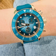 Load image into Gallery viewer, Tissot Seastar 1000 Chronograph Turqouise Dial Turqouise Rubber Strap Watch for Women - T120.217.37.041.00