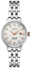 Load image into Gallery viewer, Seiko Presage Cocktail Time Skydiving Automatic Diamonds Mother of Pearl Dial Silver Steel Strap Watch for Women - SRE009J1