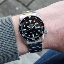 Load image into Gallery viewer, Seiko 5 Sports SKX Street Stonewash Black Dial Silver Steel Strap Watch for Men - SRPL79K1