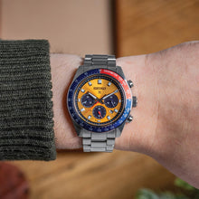 Load image into Gallery viewer, Seiko Prospex Solar Chronograph 1969 Re-interpretation Orange Dial Silver Steel Strap Watch for Men - SSC947