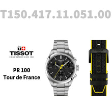 Load image into Gallery viewer, Tissot PR 100 Tour De France Chronograph Black Dial Silver Steel Strap Watch for Men - T150.417.11.051.00
