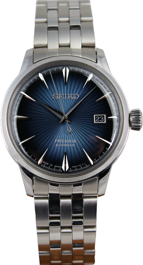 Seiko Presage Cocktail Time Automatic Blue Dial Silver Steel Strap Watch for Men - SRPB41J1
