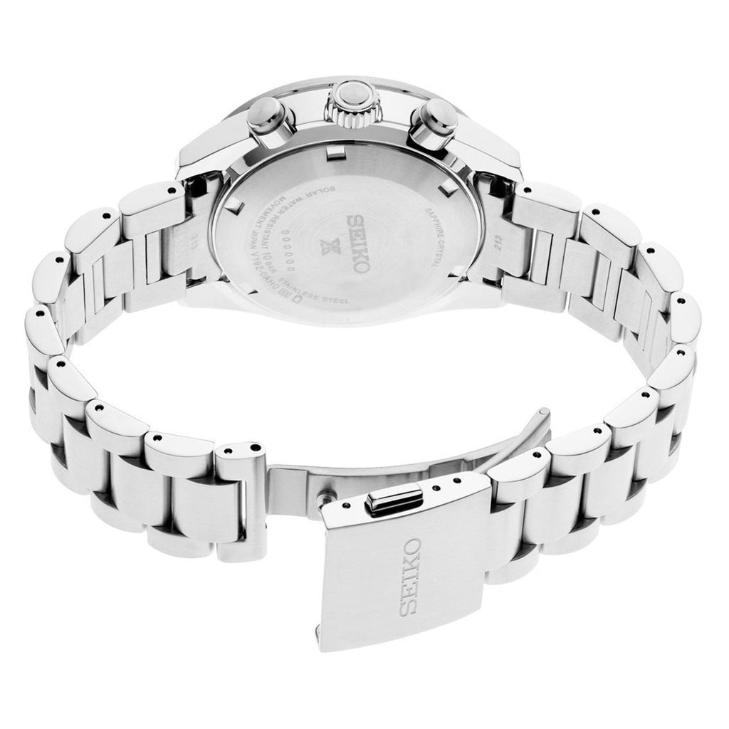 Seiko Prospex Speedtimer Solar Chronograph Yellow Dial Silver Steel Strap Watch for Men - SSC929