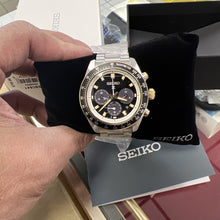 Load image into Gallery viewer, Seiko Prospex Speedtimer Solar Chronograph Black Dial Silver Steel Strap Watch for Men - SSC941