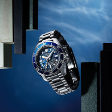 Load image into Gallery viewer, Seiko Prospex 1968 Heritage Divers GMT The Great Wave Limited Edition Blue Dial Silver Steel Strap Watch for Men - SPB509J1