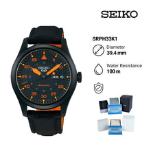 Load image into Gallery viewer, Seiko 5 Sports Flieger Pilot Automatic Black Dial Black Nylon Strap Watch for Men - SRPH33K1