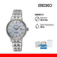 Load image into Gallery viewer, Seiko Presage Cocktail Time Automatic Skydiving Diamonds Blue Dial Silver Steel Strap Watch for Women - SRE007J1