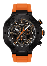 Load image into Gallery viewer, Tissot T Race Chronograph Black Dial Orange Rubber Strap Watch for Men - T141.417.37.051.02