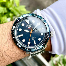 Load image into Gallery viewer, Seiko 5 Sports Automatic Blue Dial Silver Steel Strap Watch for Men - SRPC63J1