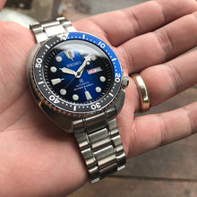 Load image into Gallery viewer, Seiko Prospex Deep Blue Batman Turtle Diver's Automatic Blue Dial Silver Steel Strap Watch for Men - SRPC25J1
